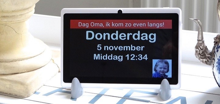 Een boodschap plus foto in DayClock