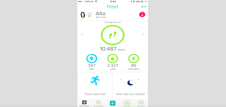 Het nieuwe dashboard van de Fitbit app